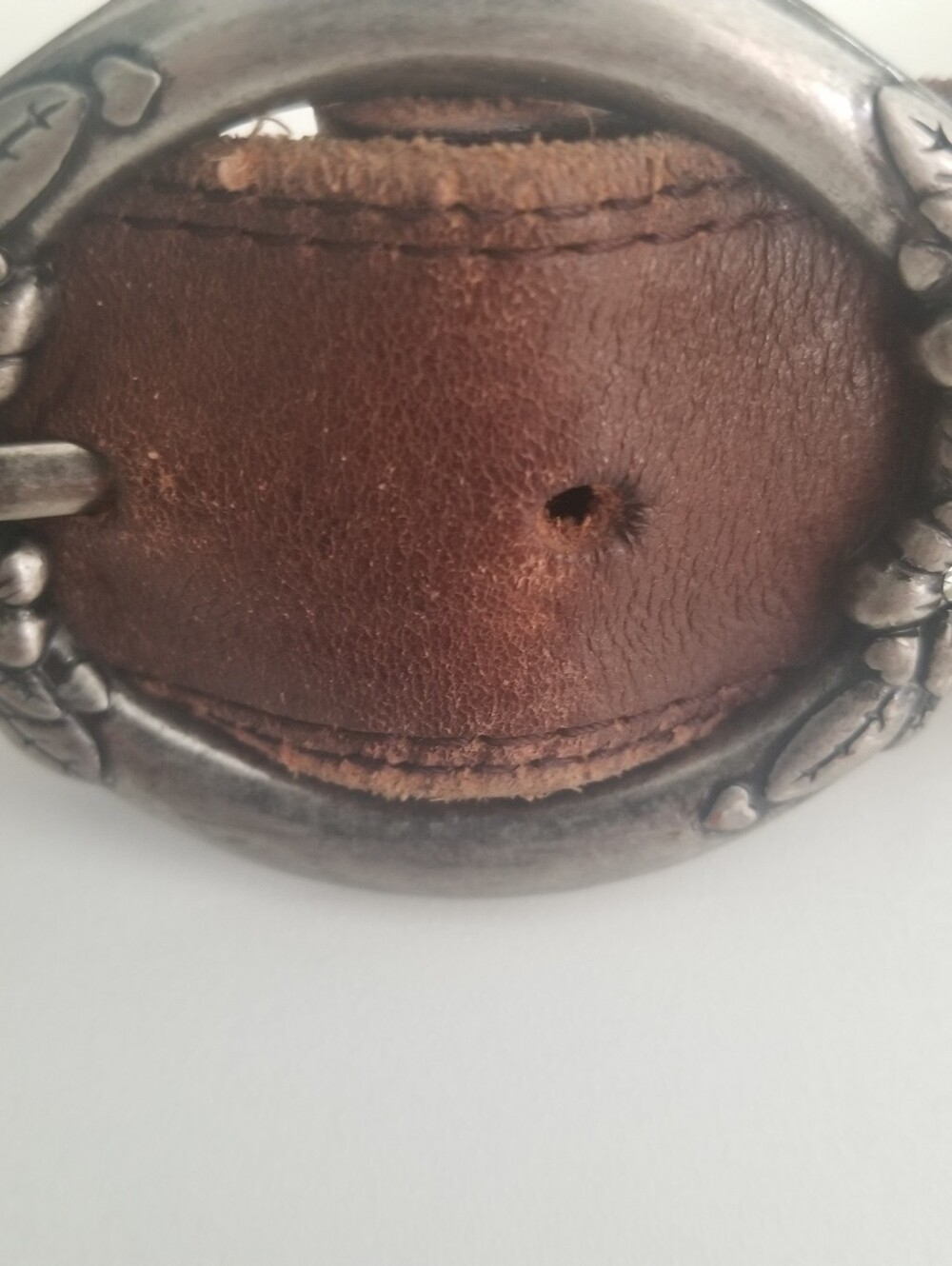 American Eagle Outfitters Brown Genuine Leather Floral Rhinestone Belt Women's M